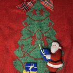 Vintage Christmas Holiday Touchy Subjects Sweater Santa Tree 3D Knit Train Bow Red Size M Photo 2