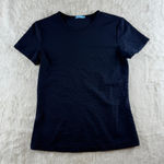 J. McLaughlin Navy Textured Zebra Knit Short Sleeve Stretch Crewneck Top Sz S Photo 0