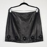 Red Valentino Black Jeweled Leather Skirt Size 44 / 8 Photo 0