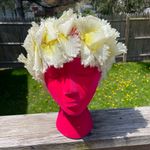 Vintage Floral Netted Wig Hat Union Made Yellow Photo 2