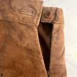 Denim & Co 100% Leather Suede Skirt Medium Tan Western Flower Eyelet Lined Photo 5