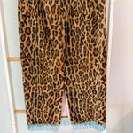 William B Leopard Faux Fur Skirt with Turquious Beaded Fringe Size 2 Photo 4