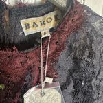 Barok Paris Lace Long Sleeve Maxi Dress Two Tone Burgundy Red & Navy Blue Photo 6