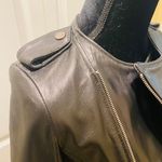 Genuine sheepskin leather jacket coat trench biker slim crop jacket motorcycle Black Size M Photo 14