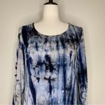 Entro Tie Dye Stretch Knit Key Hole Back Long Sleeves Dress Photo 1