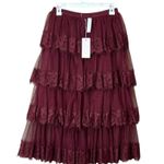 Rachel Parcell  Red Grape Tiered Maxi Skirt,size XS Photo 3
