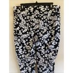 Roz & Ali  Black White Tropical Floral Flower‎ Pull On Stretch Pants Womens 16 Photo 4