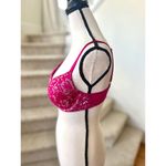 Victoria's Secret Hot Pink Metallic Silver Floral Lace Bra 34D Photo 2