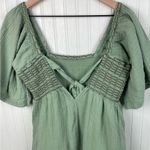 Free People  Easy To Love Cotton Bubble Mini Dress Size Small Sage Green Bohemian Photo 8