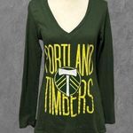 JUNK FOOD CLOTHING | Portland Timbers V-Neck Long Sleeve Tee Green & Yellow M Photo 0