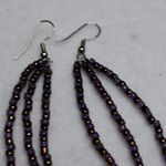 Source Unknown Retro Chic Black Beaded Tassel Dangle Silver Tone Fish Hook Earrings Photo 1