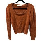 ASTR  The Label Square Neck Fuzzy Crop Sweater in Rust Photo 0