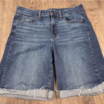 Sonoma  Women's Dark Wash Cuffed Bermuda Denim Stretch Jean Shorts Size 12 Photo 0
