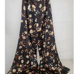 Jill Stuart Rent the runway sz 10 black floral Anouk print Jill Stewart silk pants wide leg Photo 5