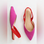 Lulus Mae sling back color block pointed toe flats women’s size 9 red fushia Photo 1