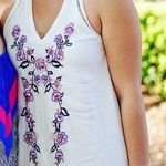 Francesca's Francesca’s Blue Rain White Sundress Purple Floral  Photo 0