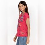 Johnny Was  Arla Emrboidered Relaxed T-Shirt Pink Multicolor Medium Photo 7