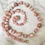 Pink art glass wedding cake vintage necklace Photo 0