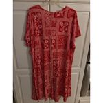 Allison Brittney Plus Red White Patchwork Floral Print Short Sleeve Dress 3X Photo 4
