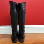 Tory Burch  Black Two Tone Mixed Media Leather Riding Boots Equestrian size 5.5 M Photo 4
