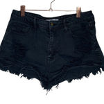 Klique B. Black High Rise Festival Jean Shorts Size 28 Distressed Destroyed Photo 0