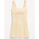 Old Navy  yellow gingham plaid linen square neck mini dress large Photo 1