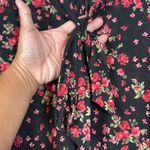 Siren Lily  Black Floral Necktie V-Neck Blouse Size 1X EUC #5748 Photo 3