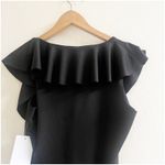 Publik Women’s Ruffled Black Bodysuit Size Large NWT Stretchy Vamp Goth Party Photo 2