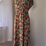 Emery Rose Multicolored Floral Print Button Front Short Sleeve Maxi Dress Red Size XL Photo 0