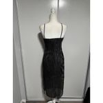 Black Sparkle Slip Dress Lace Trim Sleeveless Midi Evening Cocktail Sm/Med Photo 2
