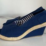 CL by Laundry  Navy Blue Open Toe Wedges Size 7M Photo 3
