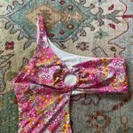 frankie's bikinis  Seraphina One Piece Size XL Pink Yellow Daisy Floral Cut Out Photo 2