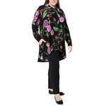 Women With Control Women's Black Long Sleeve Hi Low Hem Floral Shirt Size LP Photo 2