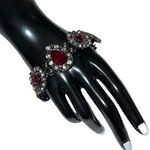 Bohemian style ted garnet and rhinestone stretchy bracelet. Vintage Red Photo 0