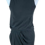 Theory Black Sleeveless Ruched Mini Dress P Pima Cotton Stretch Modern Classic Photo 0