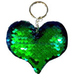 W Puffed Heart Reversible Sequins Keychain Changes From Blue To Green Photo 0