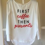 True Craft Christmas Top White Tunic Presents Coffee Shirt Womens XS Photo 0