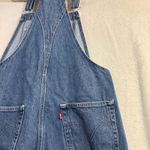 Levi's M Highwater Denim Overalls Distressed Acid Wash Wide Leg Cropped Grunge Blue Size M Photo 5