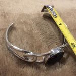 Onyx TAXCO Black Cabochon and Split Shank Sterling Silver Cuff Bangle Photo 6