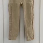 Sundance  Organia Linen Cotton Crochet Lace Roll Tab Pants Sand Size 12 Photo 5