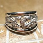 Sterling Silver Floral CZ Band 925  Ring Photo 3