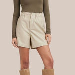Modern Citizen  Women's Tan Paperbag High Rise Vegan Leather Shorts Size‎ Large Photo 0