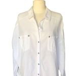 Free People  Lover Her Madly White Oversized Button Down Shirt Women's Size Small Photo 1