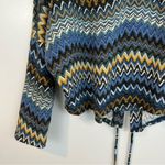 Ariella  Blue Zig Zag Chevron Cowl Neck Lace Up Pullover Sweater Size Large Photo 6