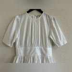 ByTiMo Tuckernuck Medium Blouson Mini Dress White Cotton Poplin Preppy Summer Photo 5