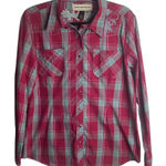 Bit and Bridle Women's Size L Pearl Snap Western Shirt Plaid Pink Embroidered Size L Photo 0