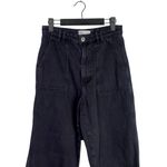 ZARA  Relaxed Fit Straight Leg High Rise Raw Hem Jeans Pockets M Black #3193 Photo 2