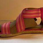 Talbots Illyssa Espadrille Flats Sandals 7.5M Pink Tan Open Toe Striped Photo 4