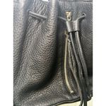 Rebecca Minkoff Rebecca‎ Minkoff Boho Fringe Moto Bucket Bag - Black Pebbled Leather Photo 3