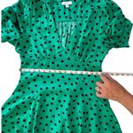 Topshop Spot Swing Tea Dress Size 8 Green Dot Flirty Unlined V-Neck $74 side zip Photo 5
